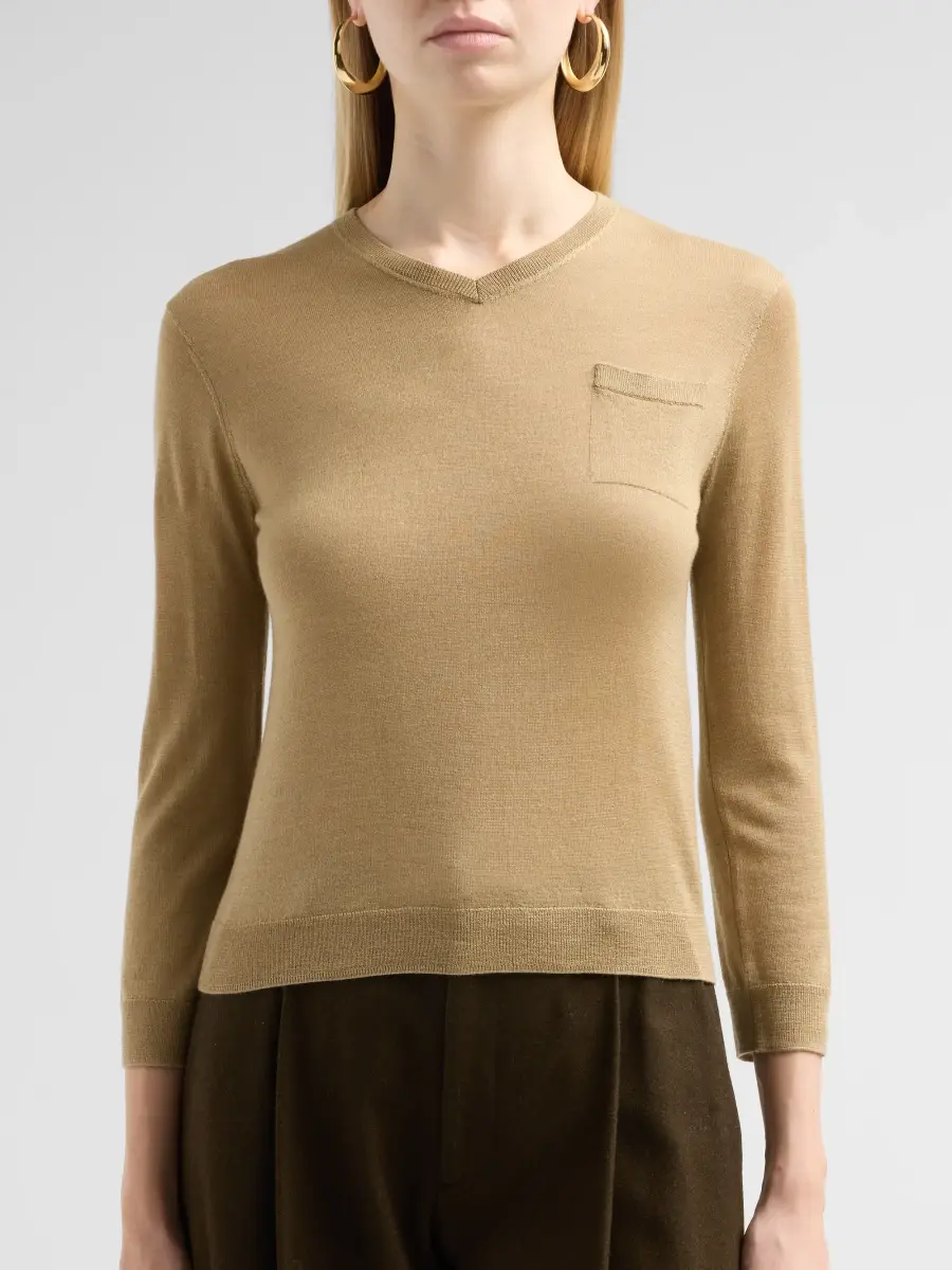 Vince Women's Shrunken V-Neck Cashmere-Silk Knit Top | Thumbnail 5