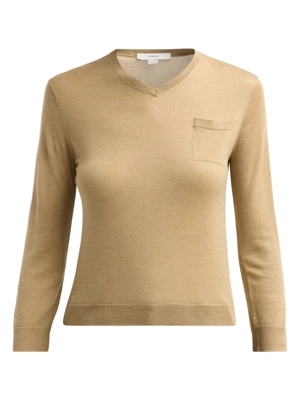Women's Shrunken V-Neck Cashmere-Silk Knit Top