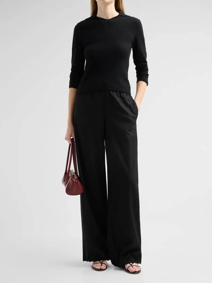Vince Women's Rib-Knit Merino Wool-Cashmere Blend Polo Sweater | Thumbnail 2