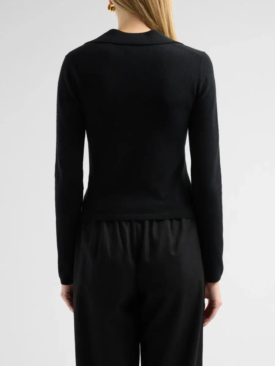 Vince Women's Rib-Knit Merino Wool-Cashmere Blend Polo Sweater | Thumbnail 3