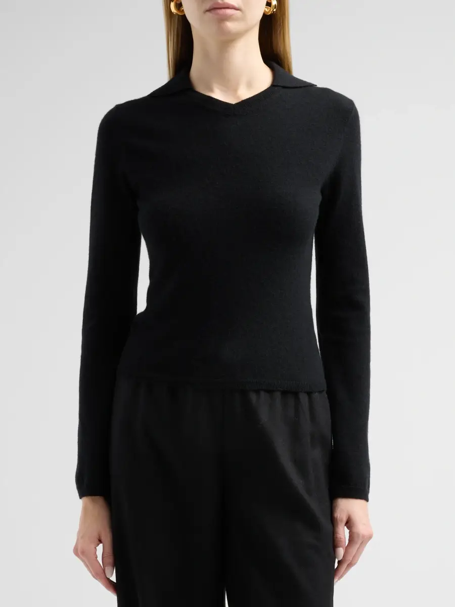 Vince Women's Rib-Knit Merino Wool-Cashmere Blend Polo Sweater | Thumbnail 5