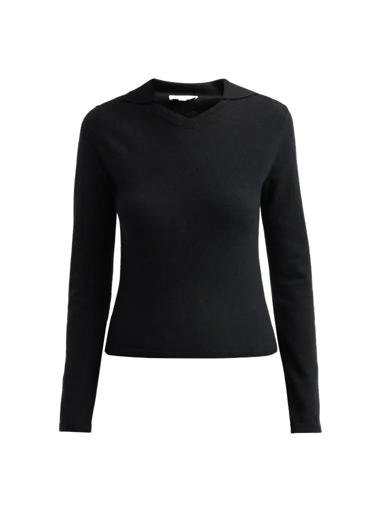 Women's Rib-Knit Merino Wool-Cashmere Blend Polo Sweater