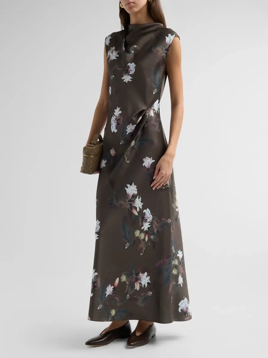 Vince Women's Lily Vine Drapeneck Maxi Dress | Thumbnail 4 Vince Women's Lily Vine Drapeneck Maxi Dress | Thumbnail 4