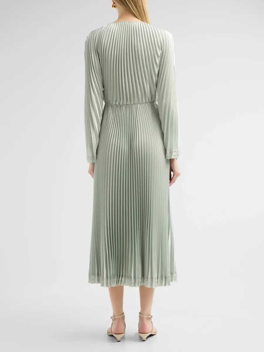 Vince Women's Pleated Long-Sleeve Midi Dress | Thumbnail 3 Vince Women's Pleated Long-Sleeve Midi Dress | Thumbnail 3
