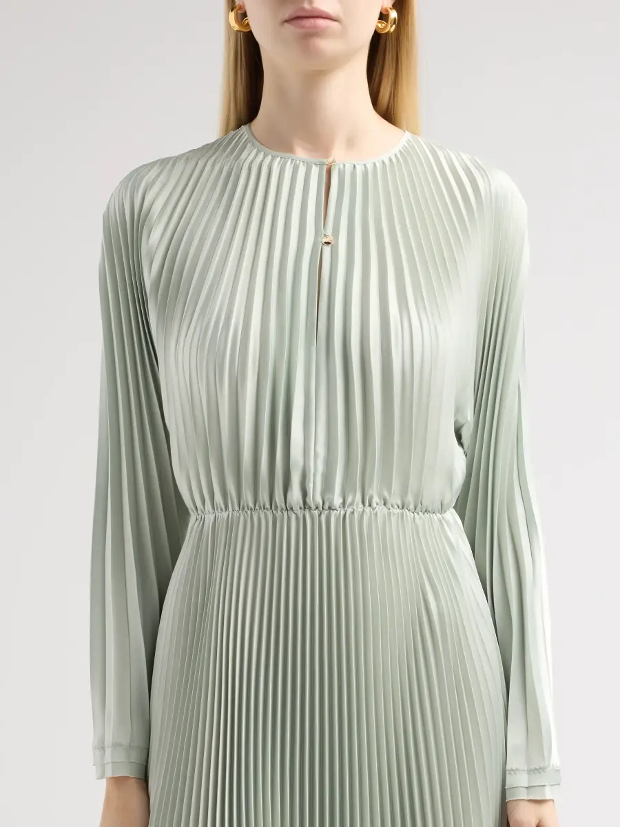 Vince Women's Pleated Long-Sleeve Midi Dress | Thumbnail 5 Vince Women's Pleated Long-Sleeve Midi Dress | Thumbnail 5