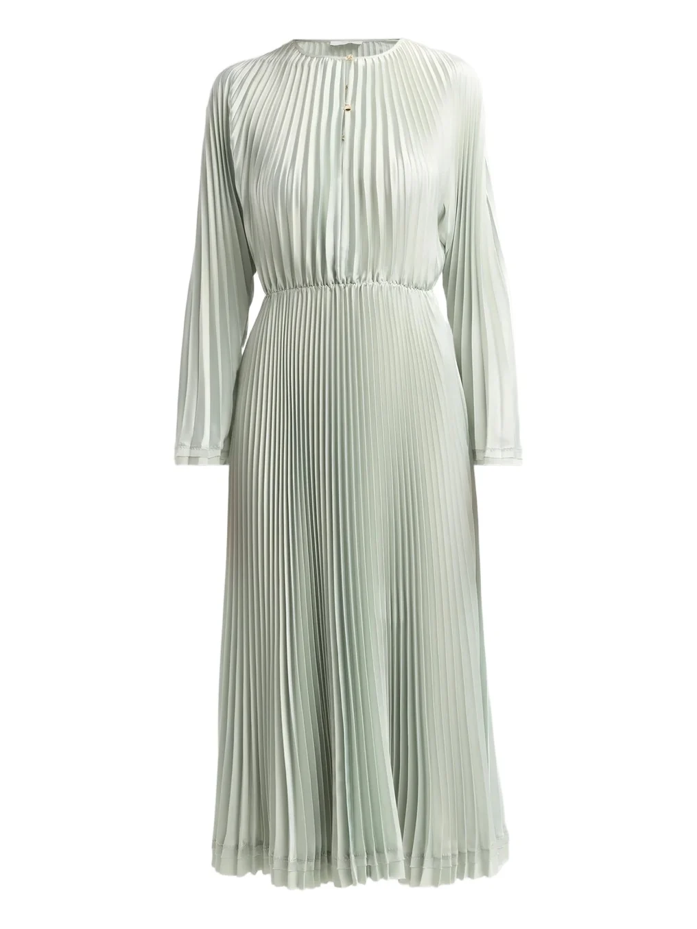 Women's Pleated Long-Sleeve Midi Dress