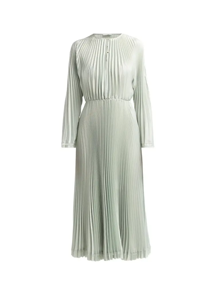 Vince Women's Pleated Long-Sleeve Midi Dress