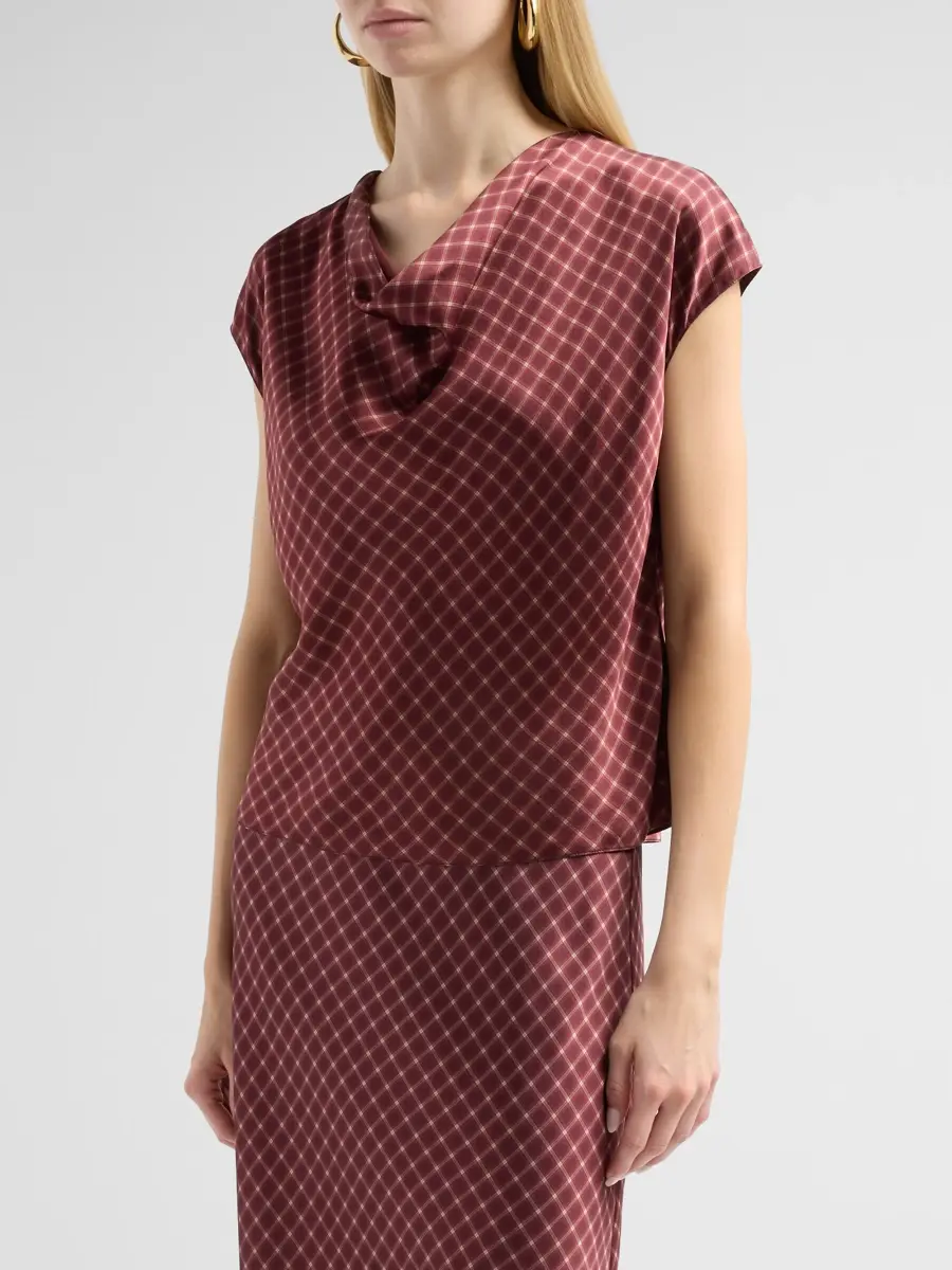 Vince Women's Ombré Plaid Cowlneck Blouse | Thumbnail 4 Vince Women's Ombré Plaid Cowlneck Blouse | Thumbnail 4
