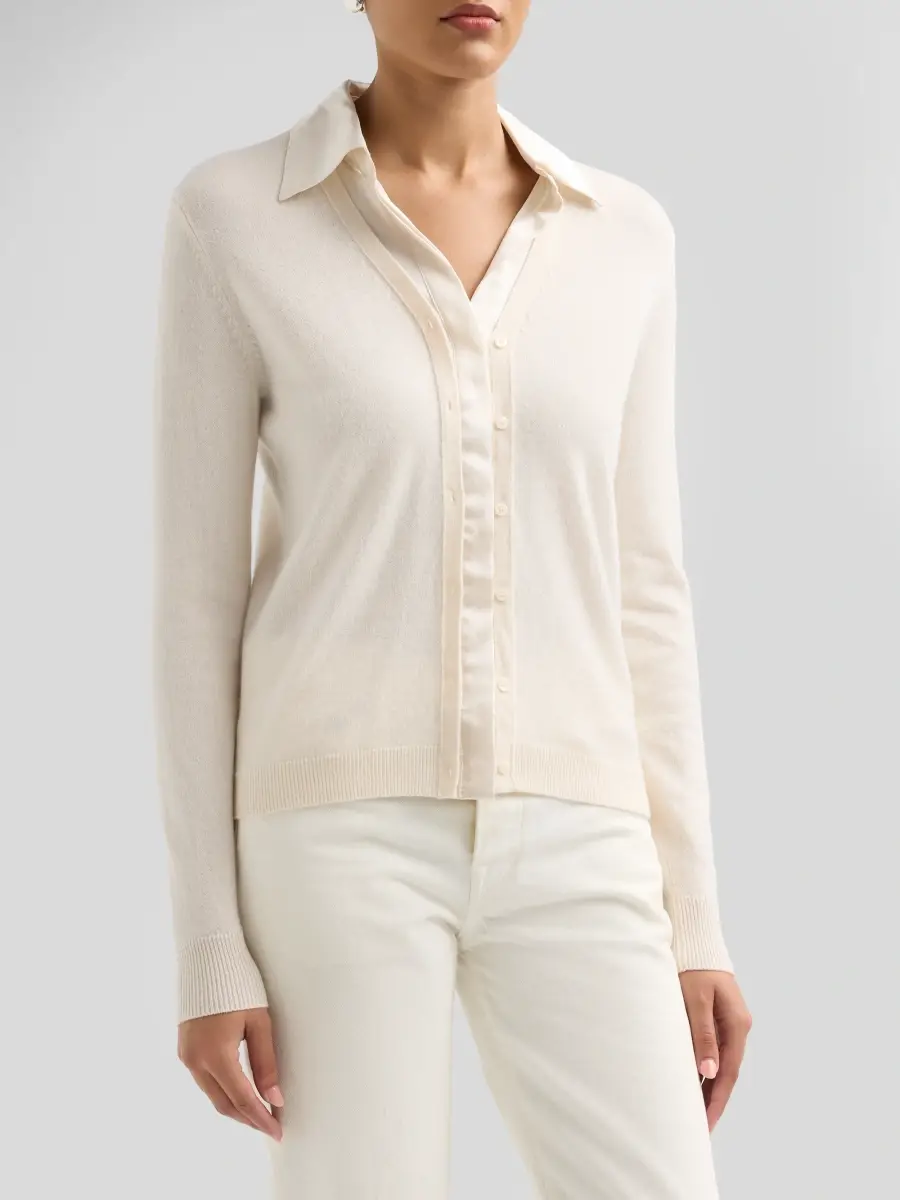Vince Women's Mixed-Media Cashmere Cardigan | Thumbnail 4 Vince Women's Mixed-Media Cashmere Cardigan | Thumbnail 4