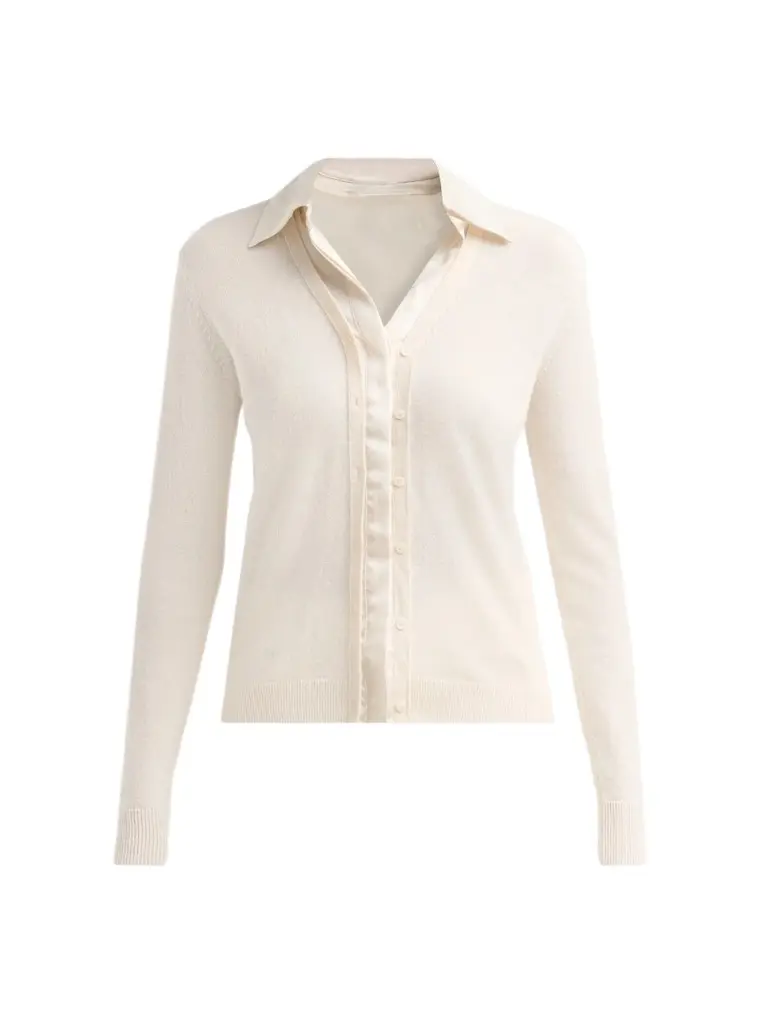 Women's Mixed-Media Cashmere Cardigan