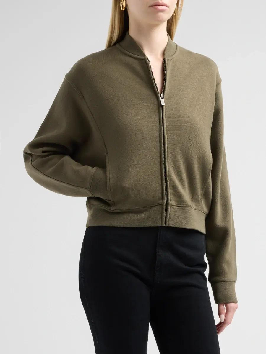 Vince Women's Ponte Knit Drop-Shoulder Bomber Jacket | Thumbnail 4 Vince Women's Ponte Knit Drop-Shoulder Bomber Jacket | Thumbnail 4