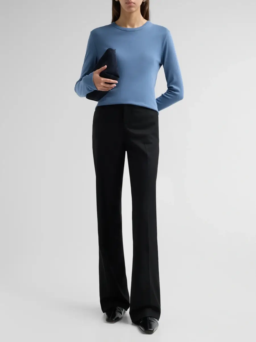 Vince Women's Essential Cotton-Blend Crewneck Long-Sleeve Shirt | Thumbnail 2