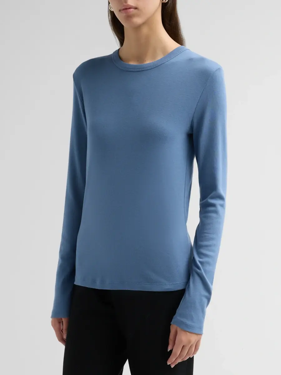 Vince Women's Essential Cotton-Blend Crewneck Long-Sleeve Shirt | Thumbnail 4