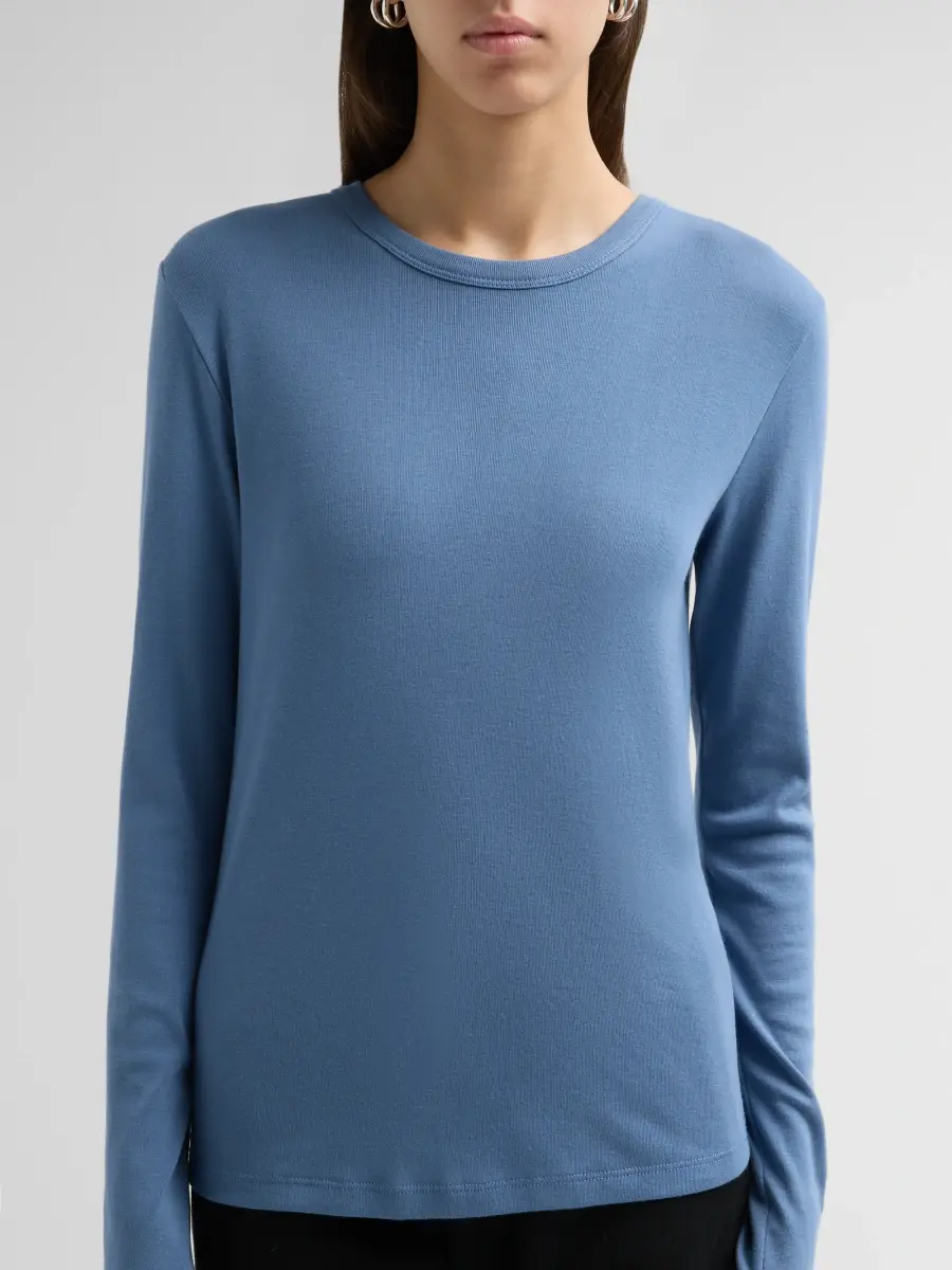 Vince Women's Essential Cotton-Blend Crewneck Long-Sleeve Shirt | Thumbnail 5
