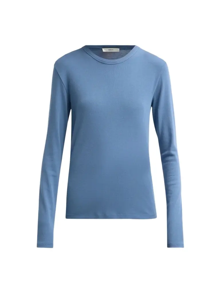 Women's Essential Cotton-Blend Crewneck Long-Sleeve Shirt