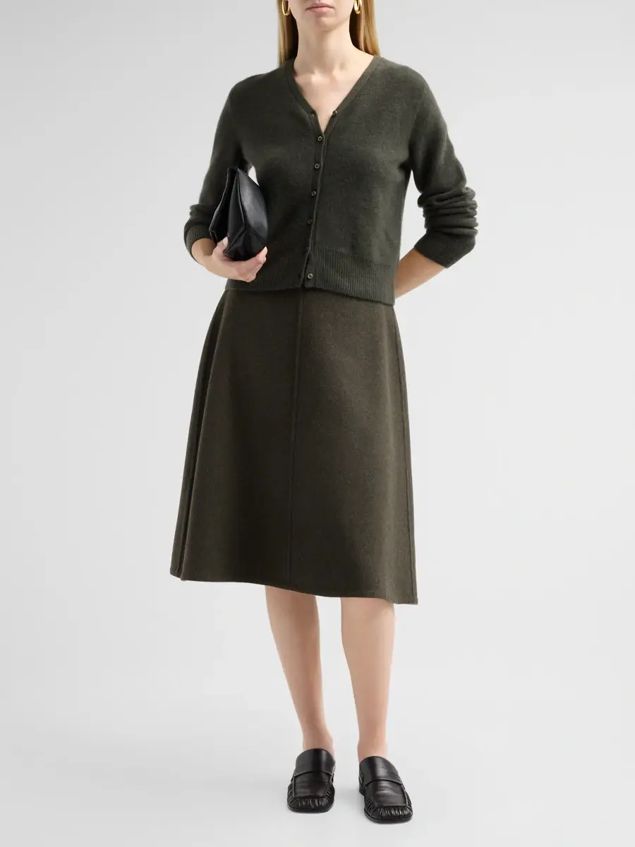 Vince Women's Wool Splittable A-Line Midi Skirt | Thumbnail 2 Vince Women's Wool Splittable A-Line Midi Skirt | Thumbnail 2