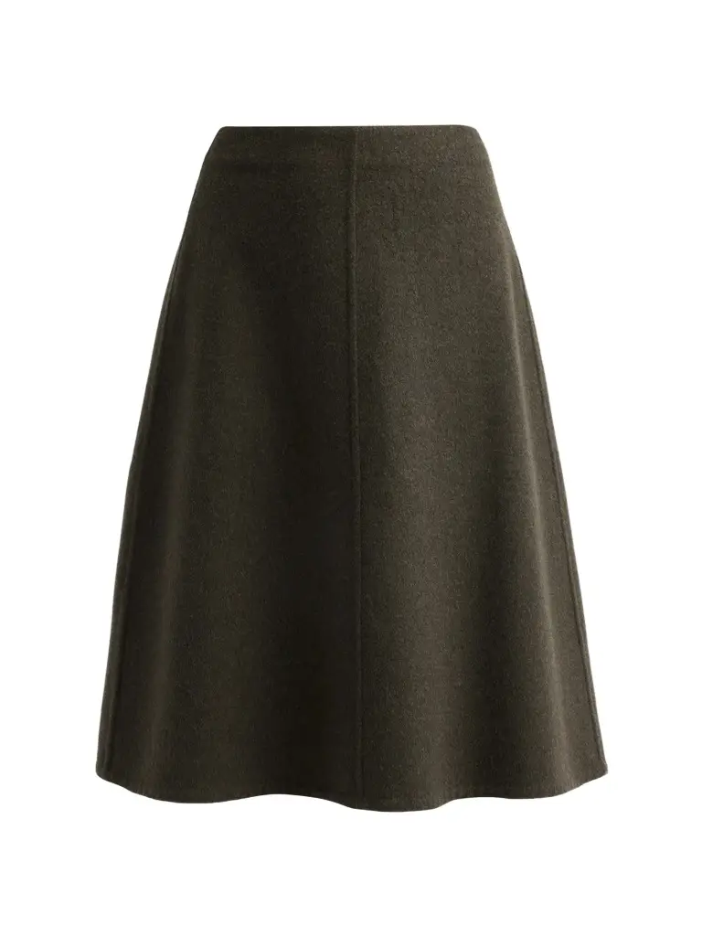 Women's Wool Splittable A-Line Midi Skirt Women's Wool Splittable A-Line Midi Skirt