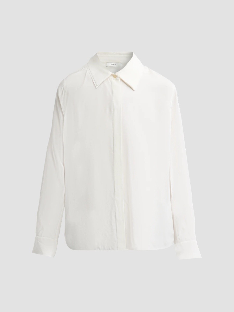 Women's Double Collar Silk-Blend Shirt Women's Double Collar Silk-Blend Shirt