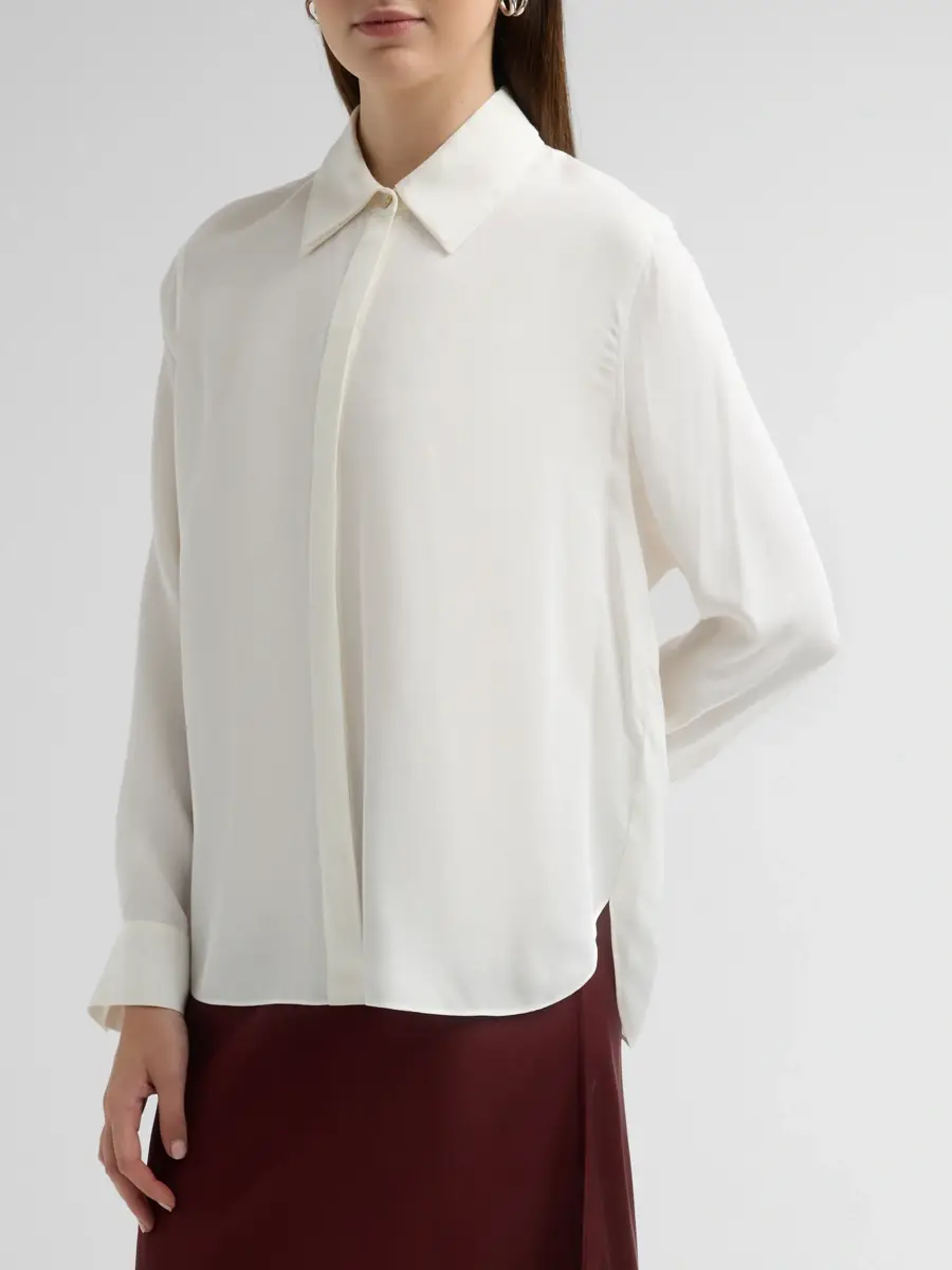 Vince Women's Double Collar Silk-Blend Shirt | Thumbnail 4 Vince Women's Double Collar Silk-Blend Shirt | Thumbnail 4