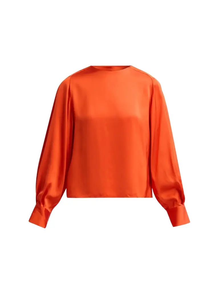 Women's Satin Tieneck Raglan-Sleeve Top