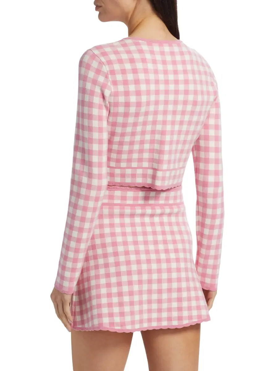 LoveShackFancy Women's Bridgette Gingham Crop Cardigan | Thumbnail 5