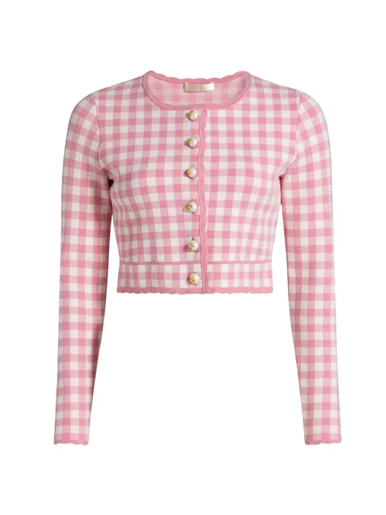 LoveShackFancy Women's Bridgette Gingham Crop Cardigan