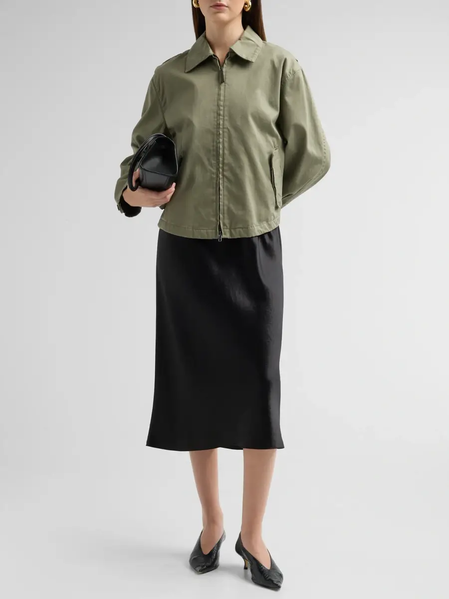 Vince Women's Washed Cotton Twill Zip-Front Jacket | Thumbnail 2 Vince Women's Washed Cotton Twill Zip-Front Jacket | Thumbnail 2