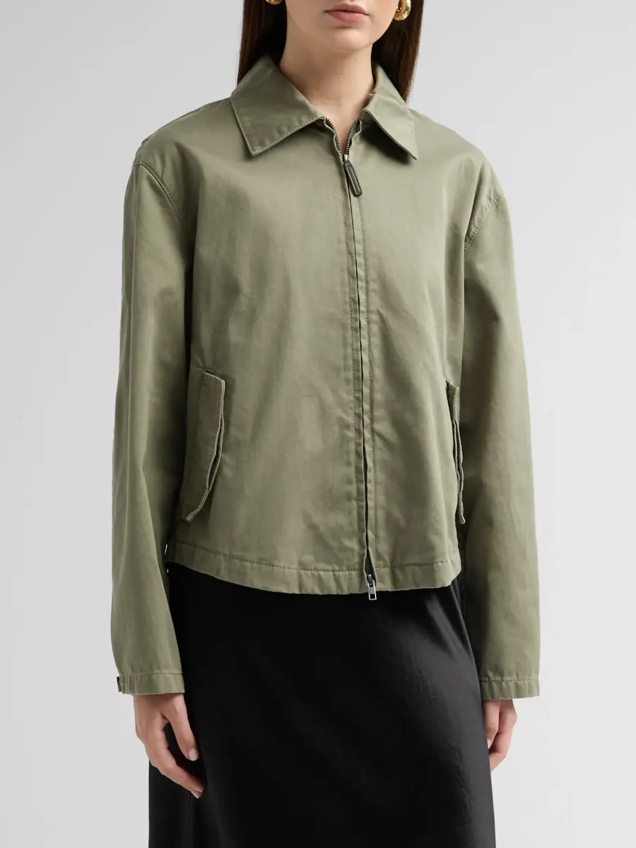 Vince Women's Washed Cotton Twill Zip-Front Jacket | Thumbnail 4 Vince Women's Washed Cotton Twill Zip-Front Jacket | Thumbnail 4
