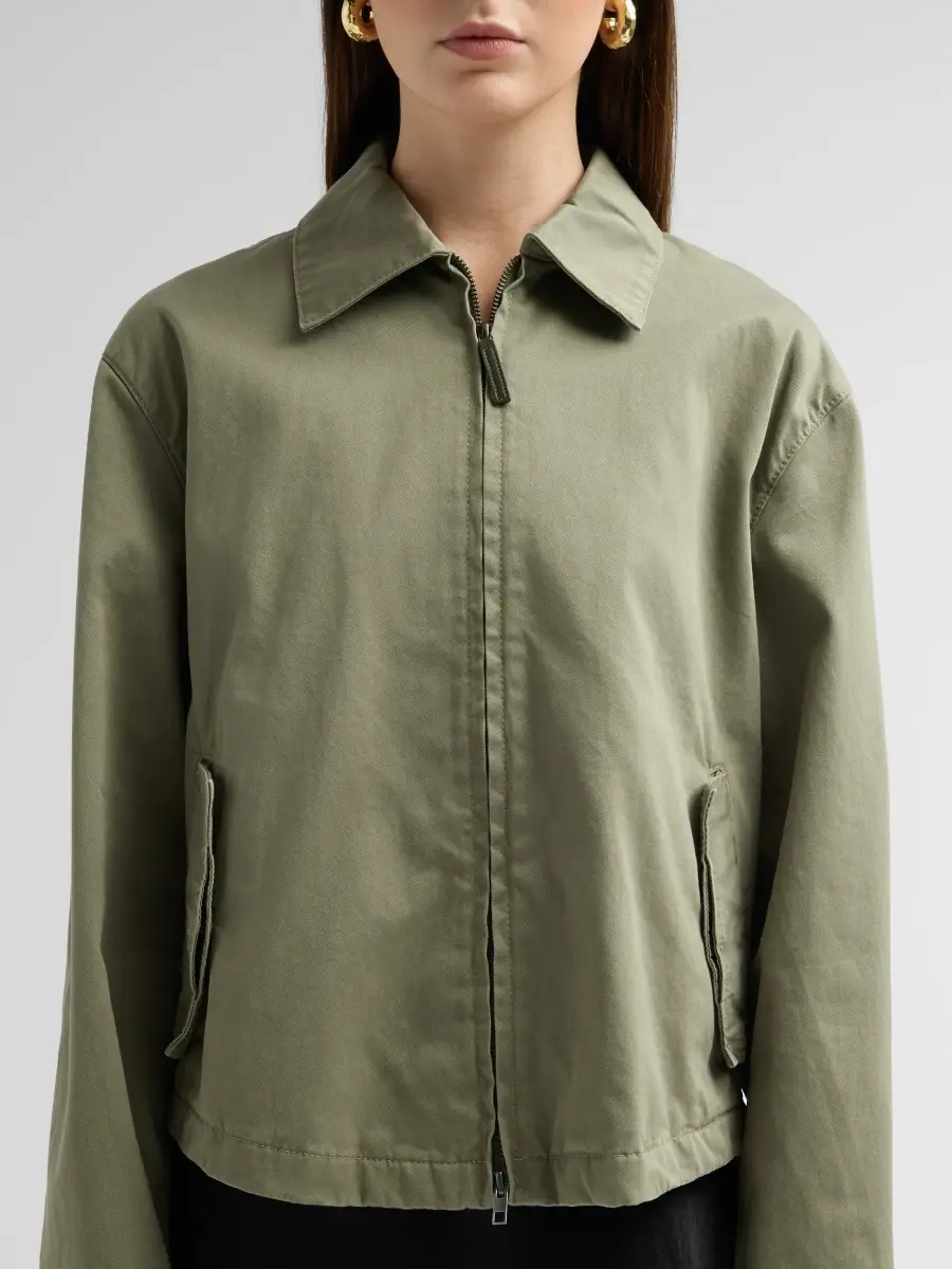 Vince Women's Washed Cotton Twill Zip-Front Jacket | Thumbnail 5 Vince Women's Washed Cotton Twill Zip-Front Jacket | Thumbnail 5