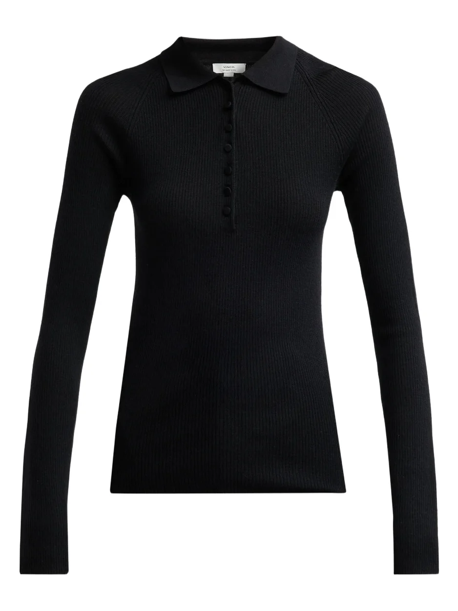 Vince Women's Rib-Knit Wool-Silk Polo Sweater