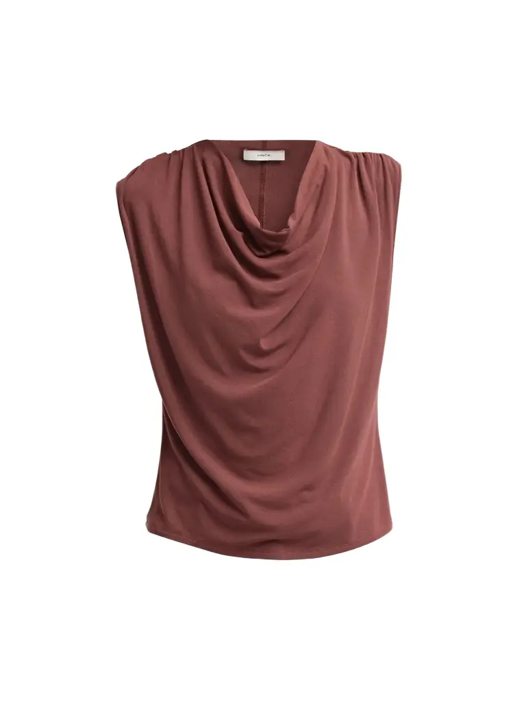 Women's Draped Cowlneck Sleeveless Top