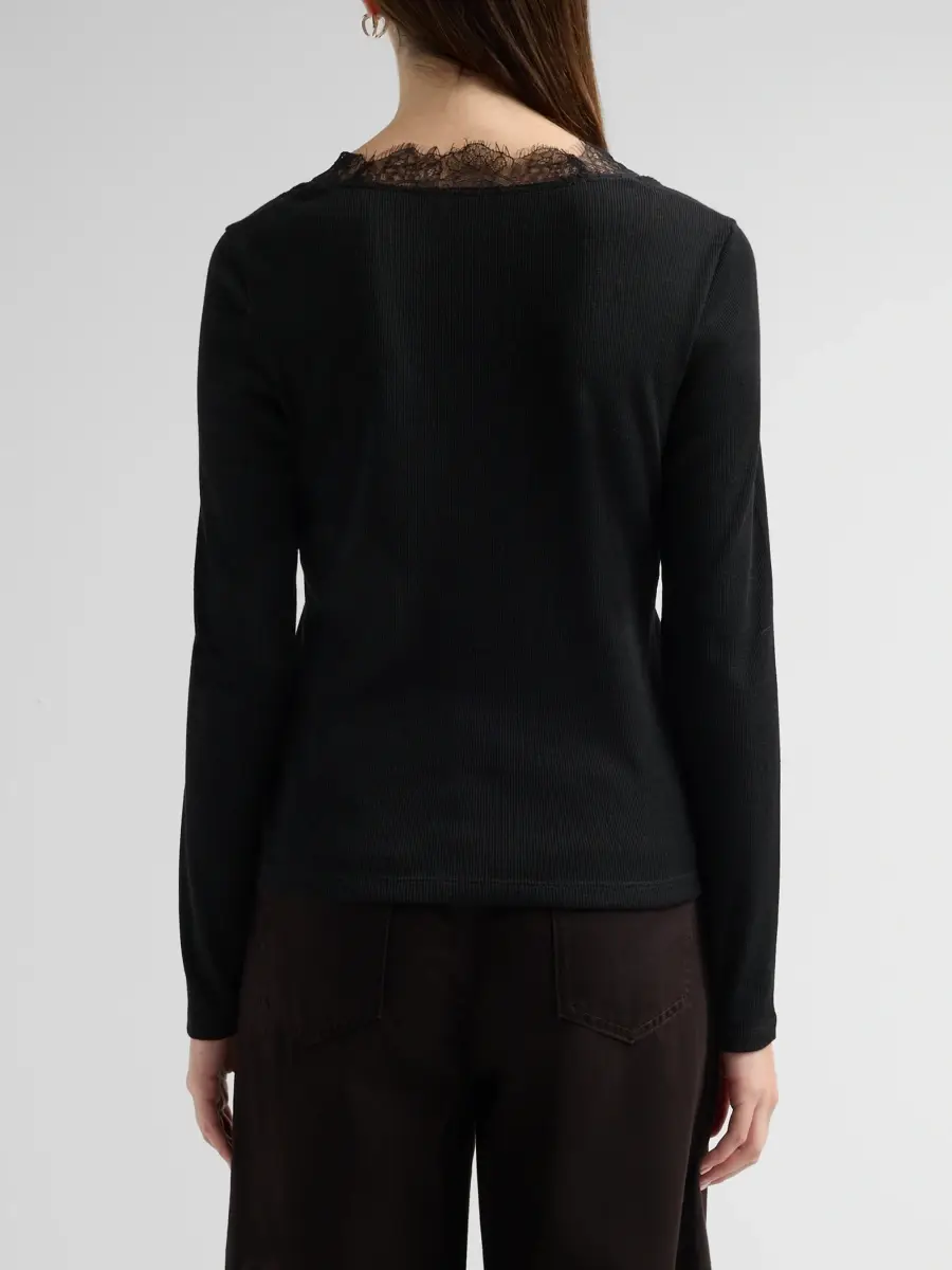 Vince Women's Lace-Trimmed Long-Sleeve Top | Thumbnail 3 Vince Women's Lace-Trimmed Long-Sleeve Top | Thumbnail 3