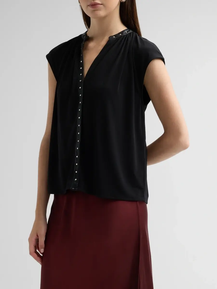 Vince Women's Cap-Sleeve Studded Jersey Top | Thumbnail 4 Vince Women's Cap-Sleeve Studded Jersey Top | Thumbnail 4