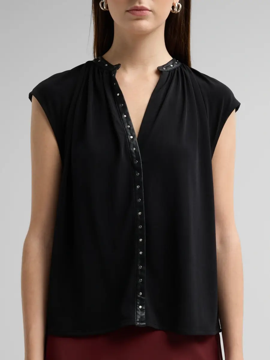 Vince Women's Cap-Sleeve Studded Jersey Top | Thumbnail 5 Vince Women's Cap-Sleeve Studded Jersey Top | Thumbnail 5