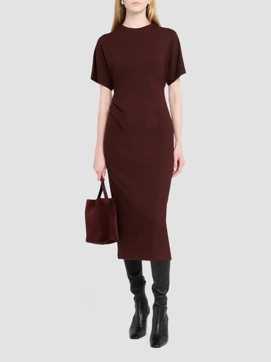 Vince Women's Side Ruched Jersey Midi-Dress | Thumbnail 2 Vince Women's Side Ruched Jersey Midi-Dress | Thumbnail 2