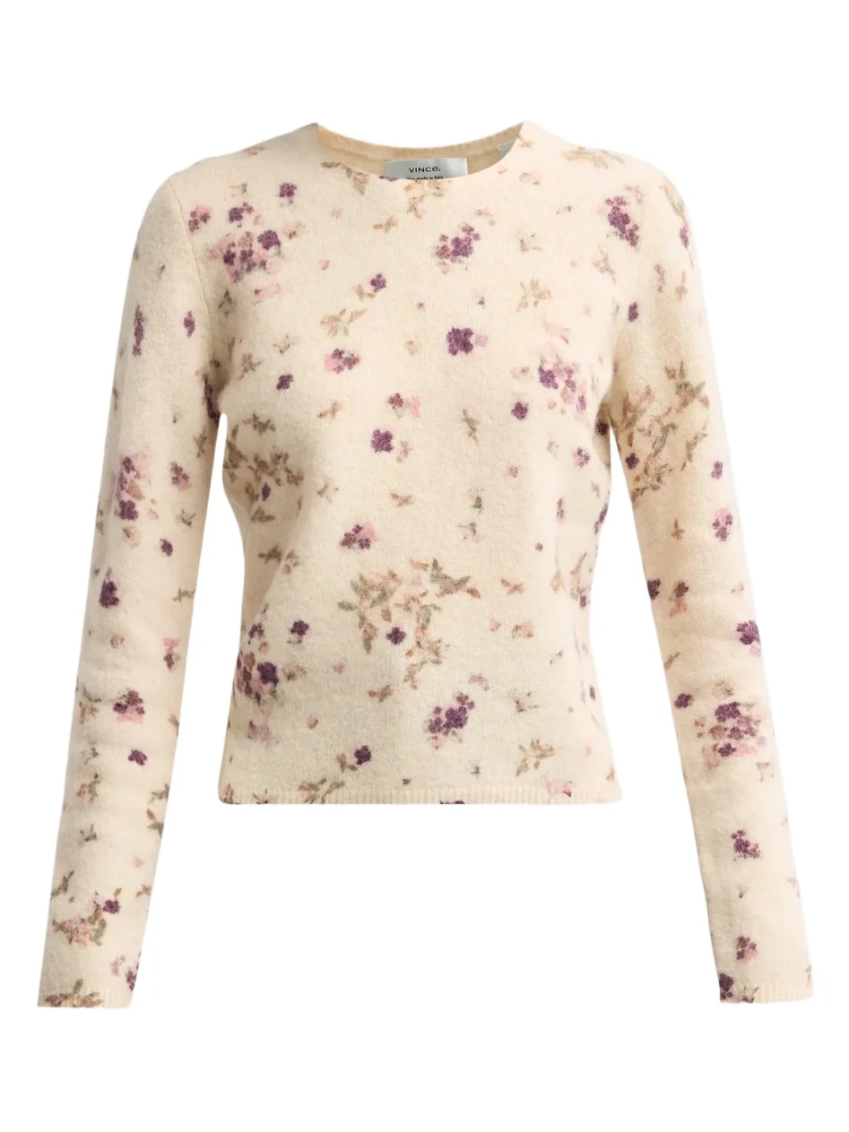 Vince Women's Floral Wool-Blend Crewneck Sweater