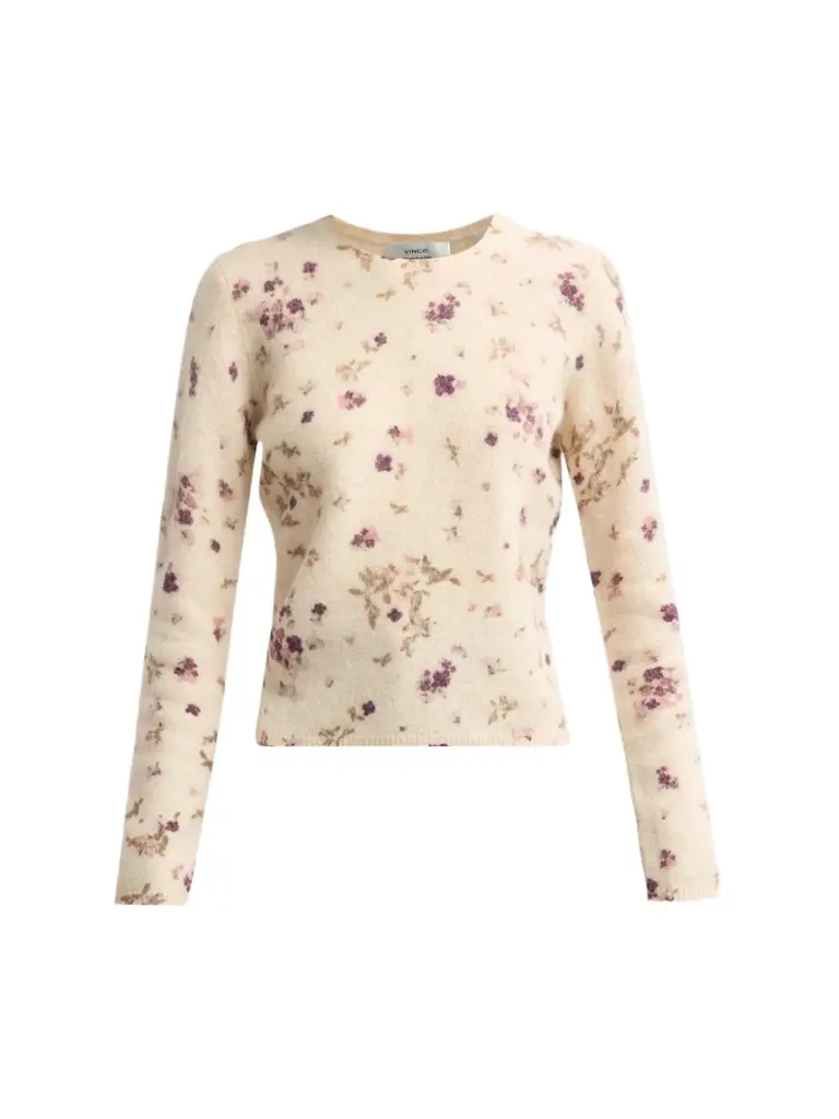 Vince Women's Floral Wool-Blend Crewneck Sweater