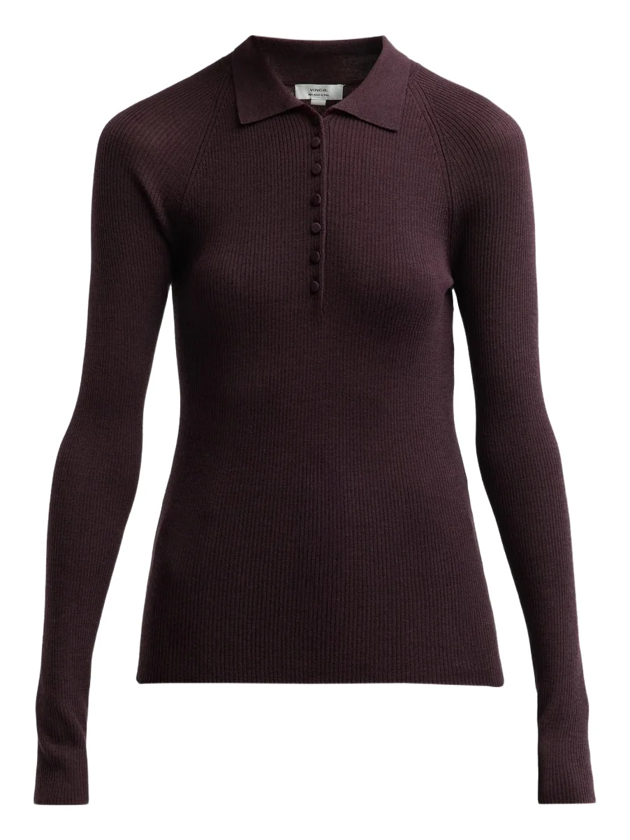 Vince Women's Rib-Knit Wool-Silk Polo Sweater