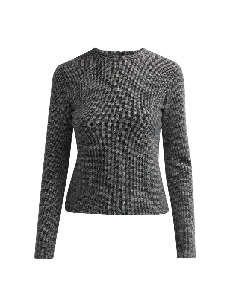 Women's Micro-Houndstooth Cotton-Blend Top Women's Micro-Houndstooth Cotton-Blend Top