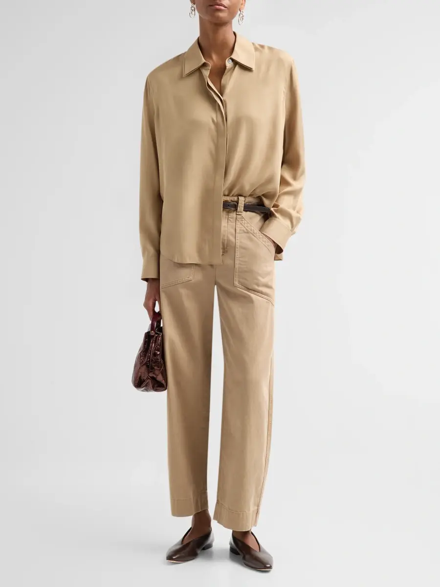 Vince Women's Washed Cotton Utility Crop Pants | Thumbnail 2 Vince Women's Washed Cotton Utility Crop Pants | Thumbnail 2