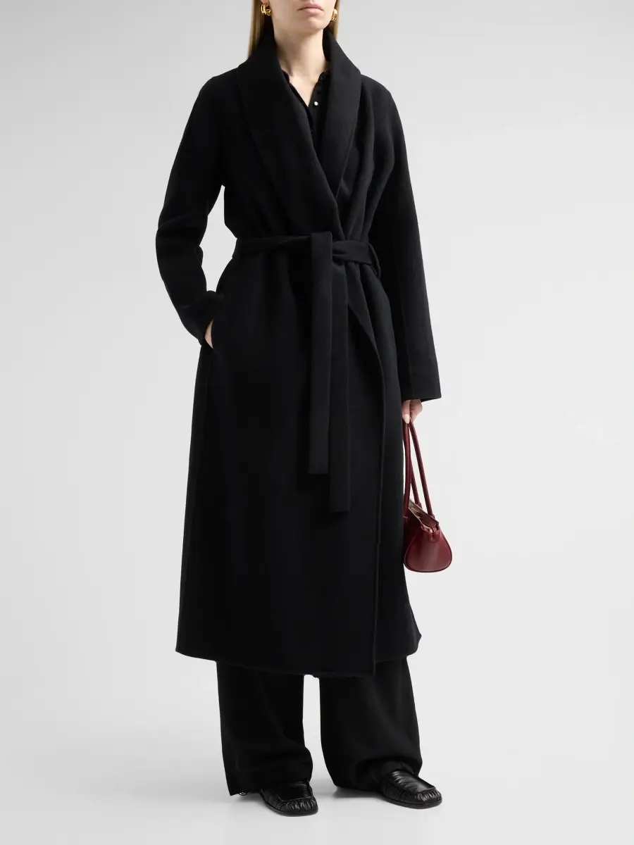 Vince Women's Wool-Cashmere Tie-Waist Longline Coat | Thumbnail 4 Vince Women's Wool-Cashmere Tie-Waist Longline Coat | Thumbnail 4