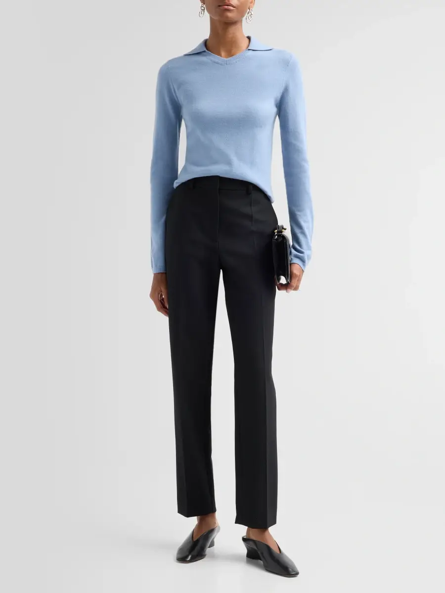 Vince Women's Rib-Knit Merino Wool-Cashmere Blend Polo Sweater | Thumbnail 2 Vince Women's Rib-Knit Merino Wool-Cashmere Blend Polo Sweater | Thumbnail 2