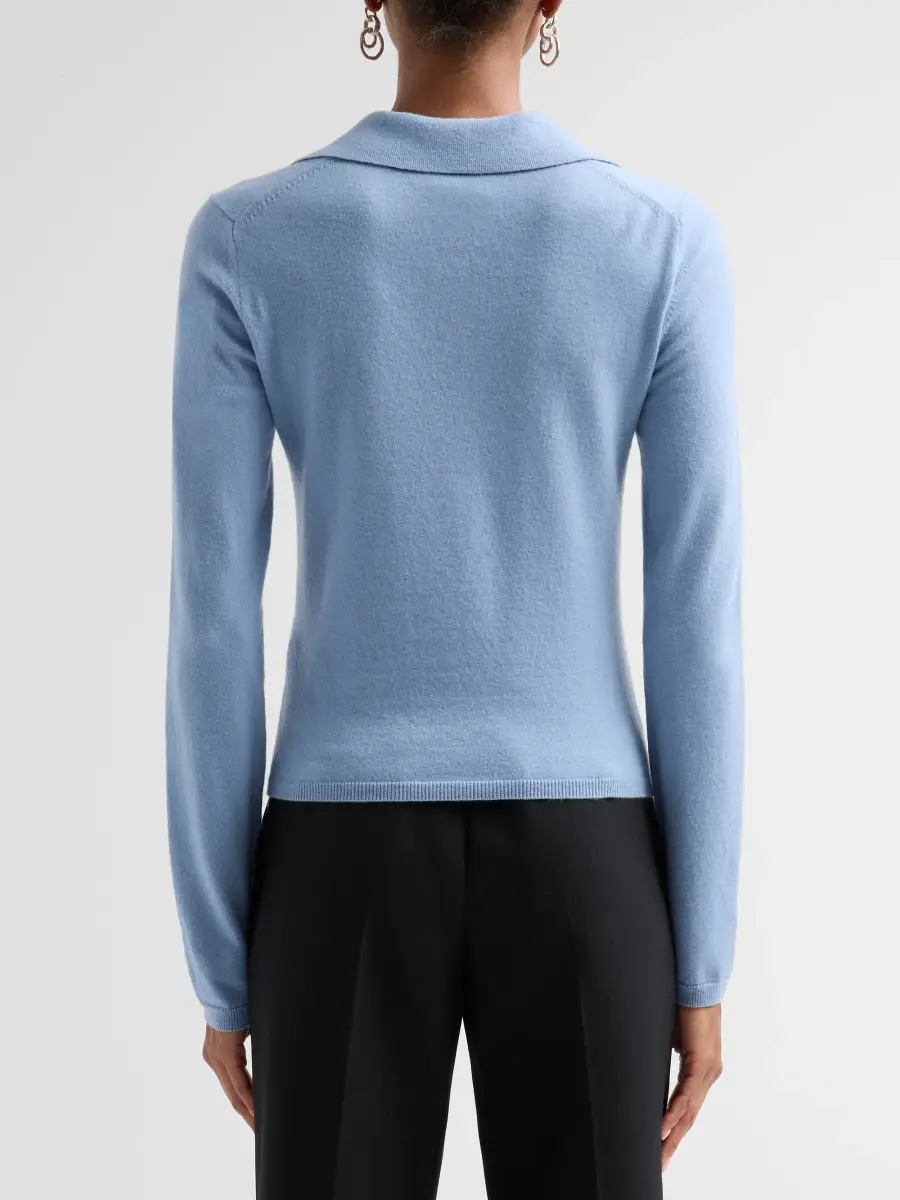 Vince Women's Rib-Knit Merino Wool-Cashmere Blend Polo Sweater | Thumbnail 3 Vince Women's Rib-Knit Merino Wool-Cashmere Blend Polo Sweater | Thumbnail 3
