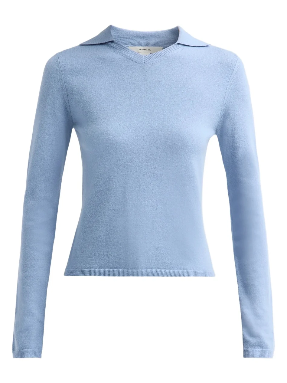 Vince Women's Rib-Knit Merino Wool-Cashmere Blend Polo Sweater