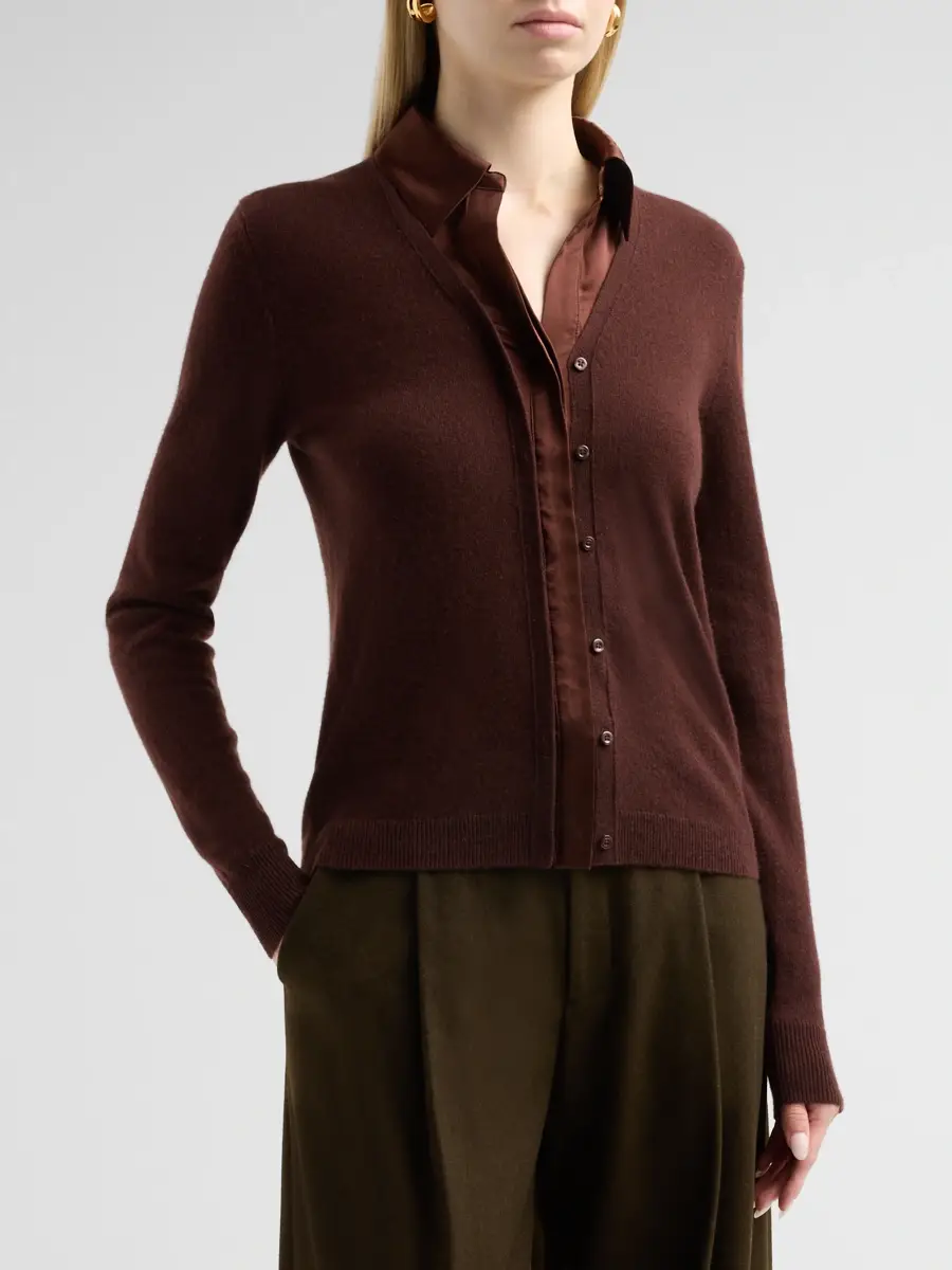 Vince Women's Mixed-Media Cashmere Cardigan | Thumbnail 4