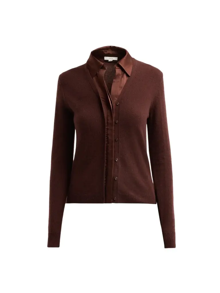 Women's Mixed-Media Cashmere Cardigan