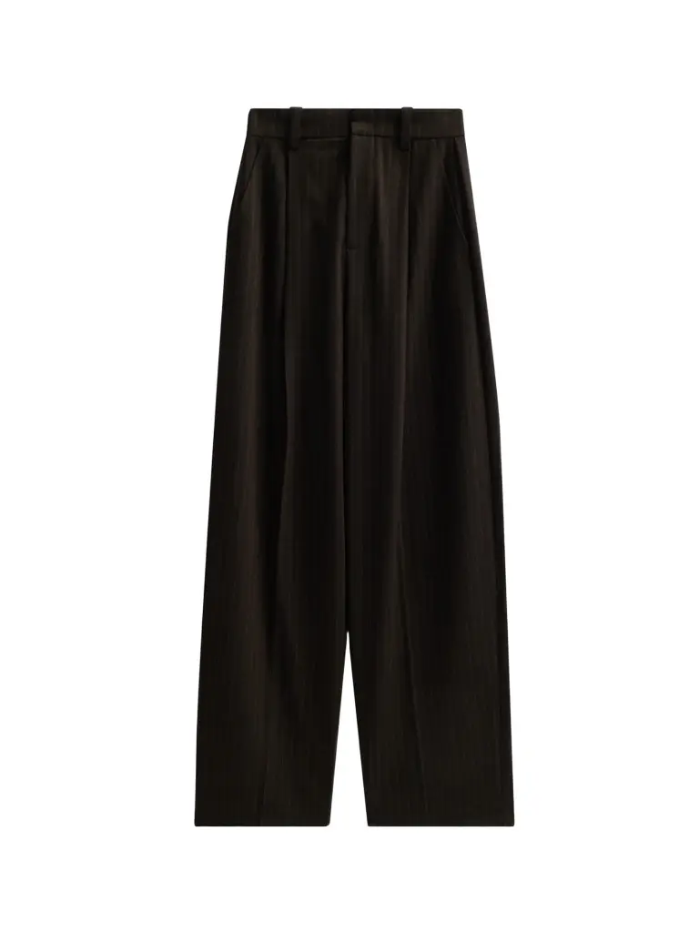 Women's Striped Wool-Blend Wide-Leg Trousers Women's Striped Wool-Blend Wide-Leg Trousers