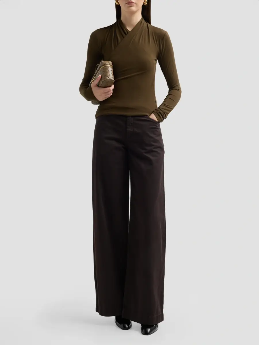Vince Women's Twill Cotton Mid-Rise Wide-Leg Pants | Thumbnail 2