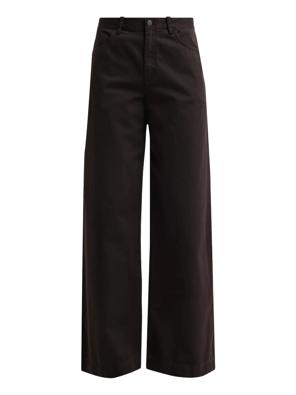 Women's Twill Cotton Mid-Rise Wide-Leg Pants