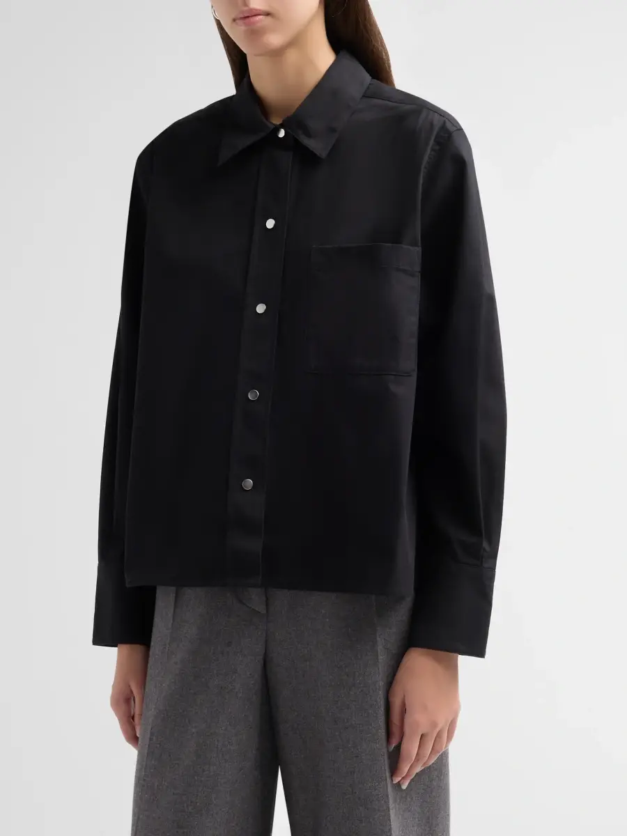 Vince Women's Cotton Snap-Front Shirt | Thumbnail 4 Vince Women's Cotton Snap-Front Shirt | Thumbnail 4